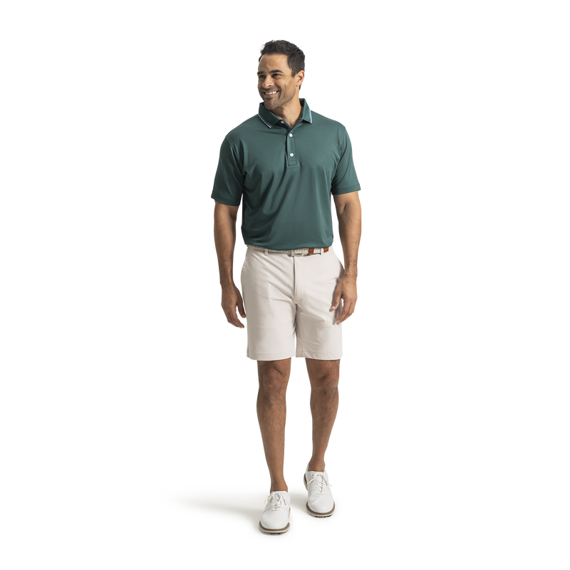 Tipped Collar Pique - Fairway Green