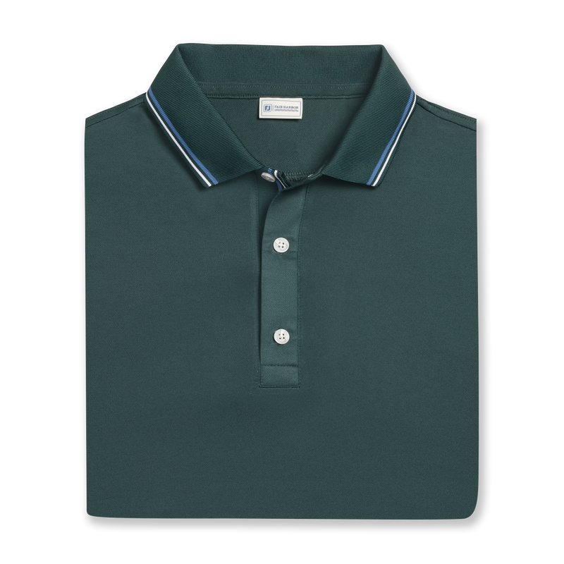 Tipped Collar Pique - Fairway Green