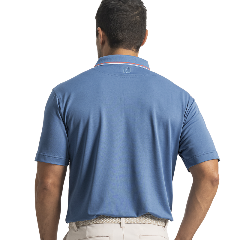 Tipped Collar Pique - Ocean Blue