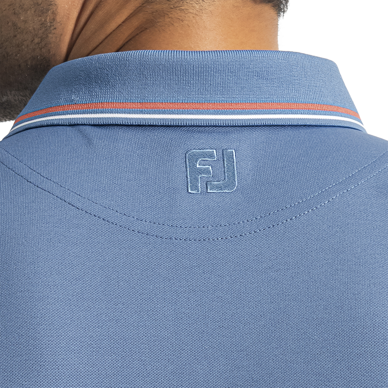 Tipped Collar Pique - Ocean Blue