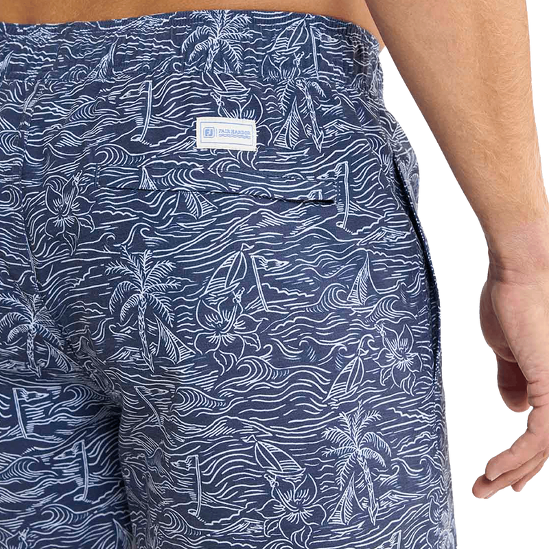 Bayberry Motif Trunk - Navy / Light Grey Tropical Course