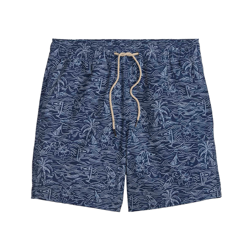 Bayberry Motif Trunk - Navy / Light Grey Tropical Course