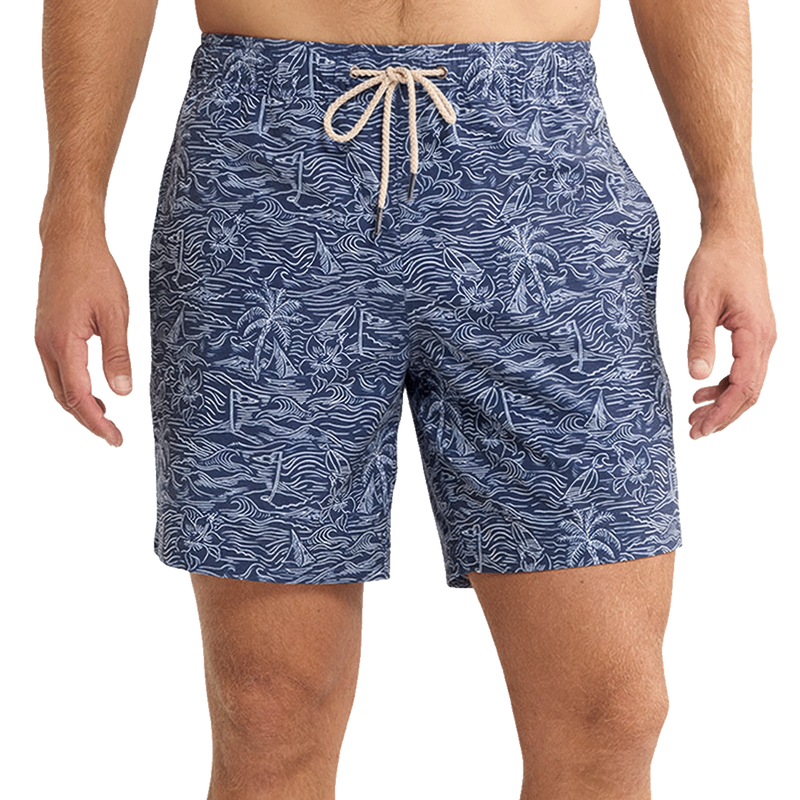 Bayberry Motif Trunk - Navy / Light Grey Tropical Course
