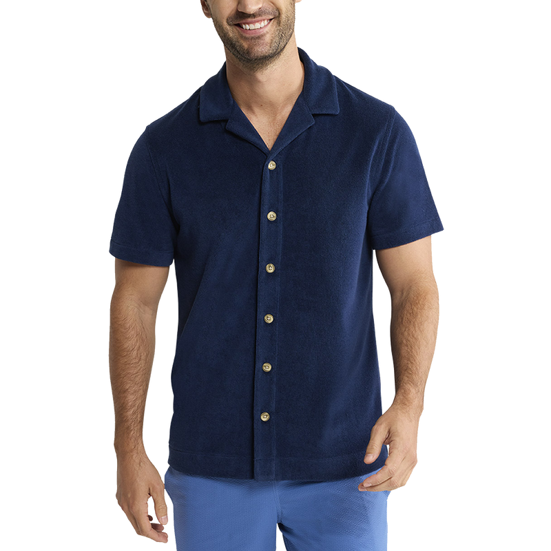 Ravello Terry Button Down - Navy Solid