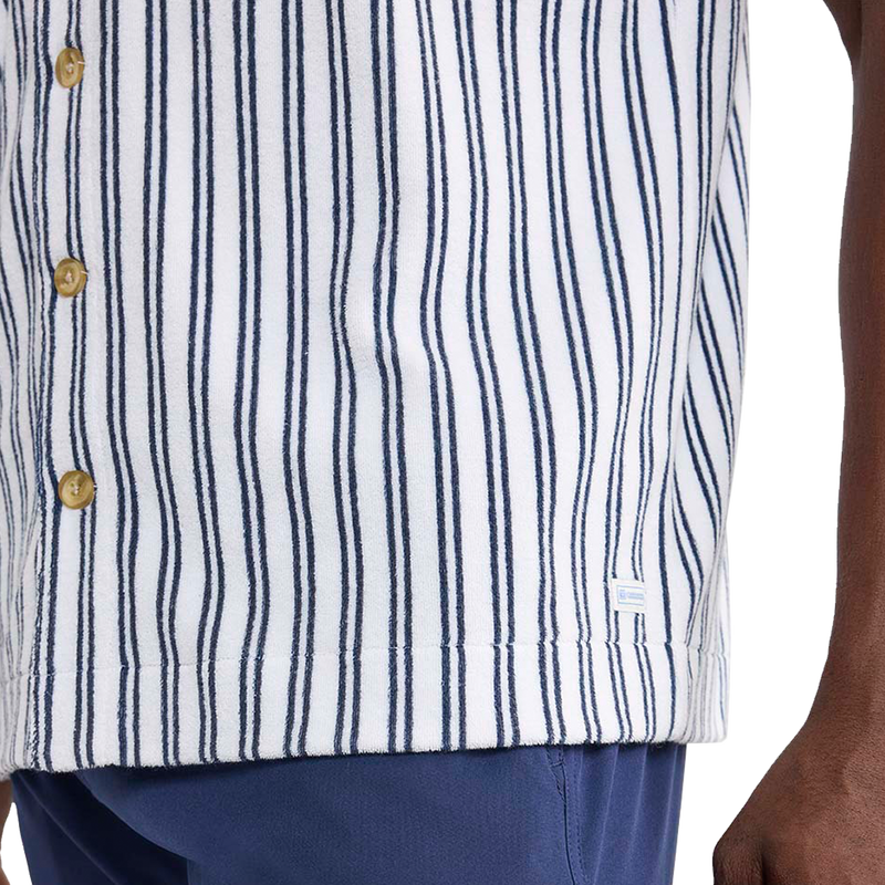 Ravello Terry Button Down - White / Coastal Blue Striped