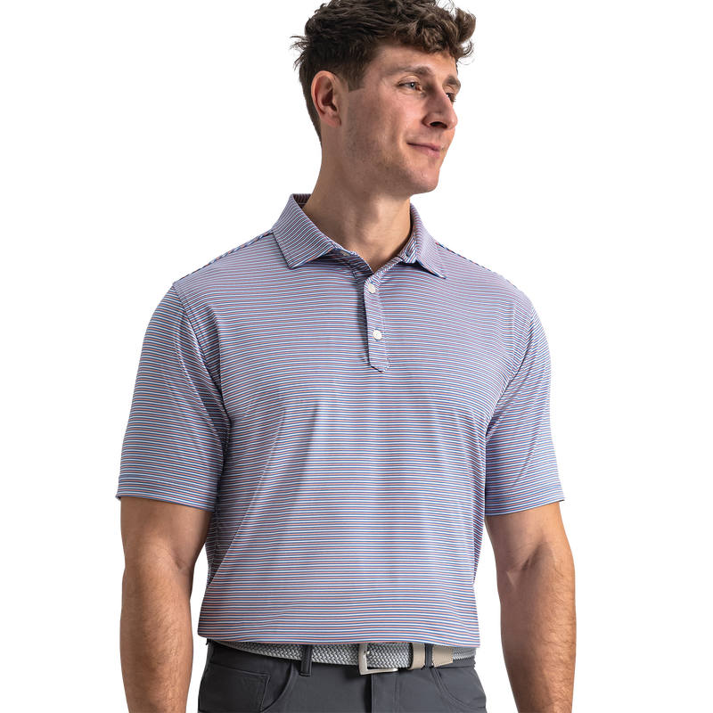 Smooth Stripe Lisle - Riviera Blue / White / Peach