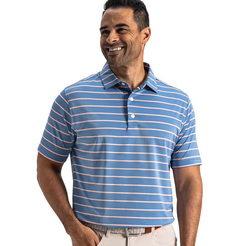 Abyss Stripe Lisle - Riviera Blue / Peach / White