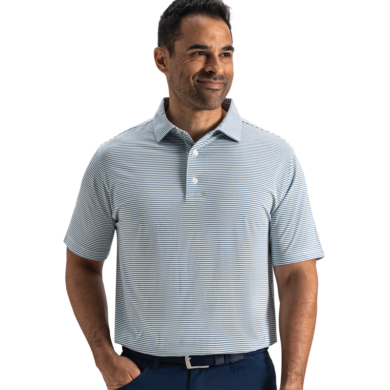 Heather Feeder Stripe Lisle - Mint Julep / Windward Blue