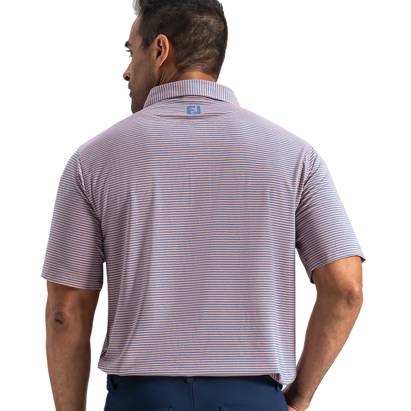 Heather Feeder Stripe Lisle - Riviera Blue / Peach