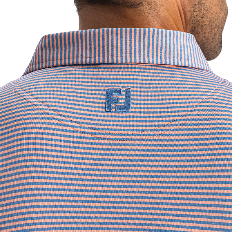 Heather Feeder Stripe Lisle - Riviera Blue / Peach