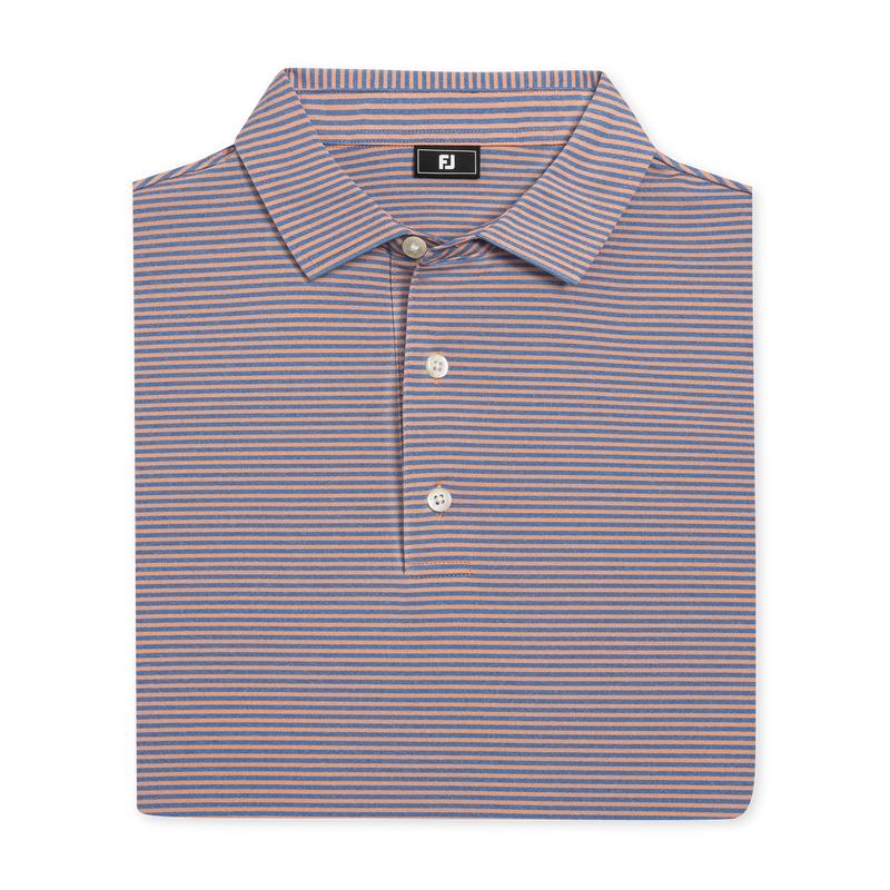 Heather Feeder Stripe Lisle - Riviera Blue / Peach