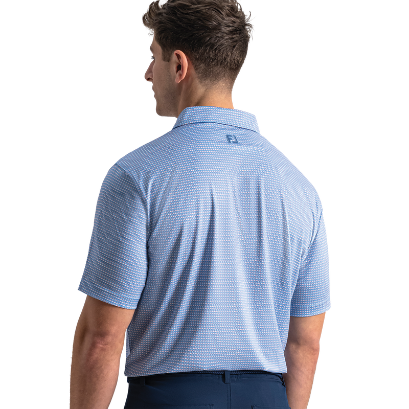 Maritime Geo Lisle - White / Riviera Blue / Peach