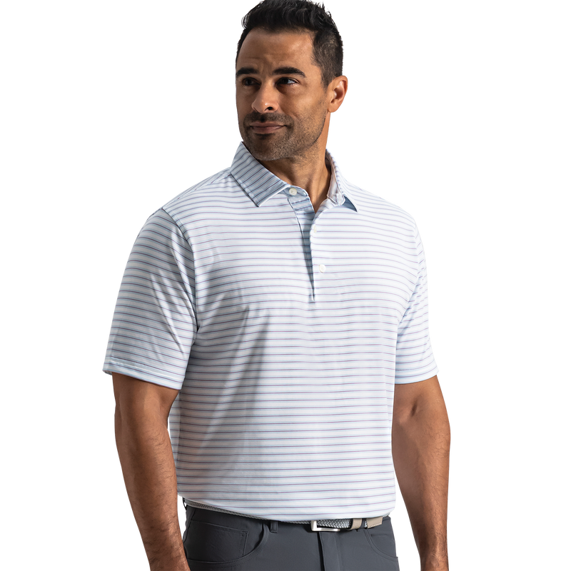 Level Stripe Lisle - White / Blue Breeze / Orchid Smoke