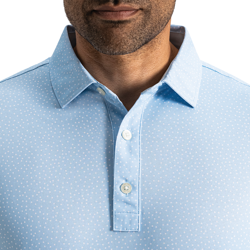 Scatter Dot Pique - Blue Breeze / White