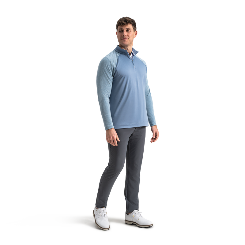 Raglan Block Quarter-Zip - Windward Blue / Mint Julep
