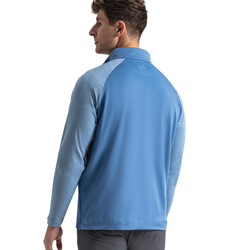Raglan Block Quarter-Zip - Riviera Blue / Peach