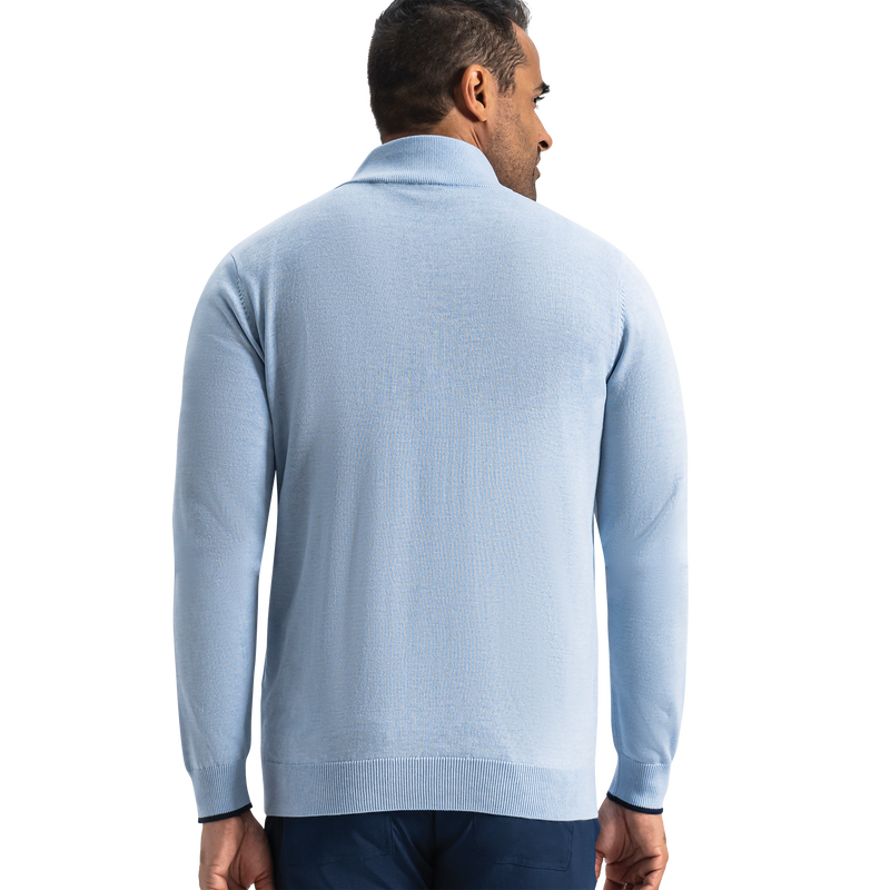 Half-Zip Sweater (Men's) - Heather Light Blue / Navy