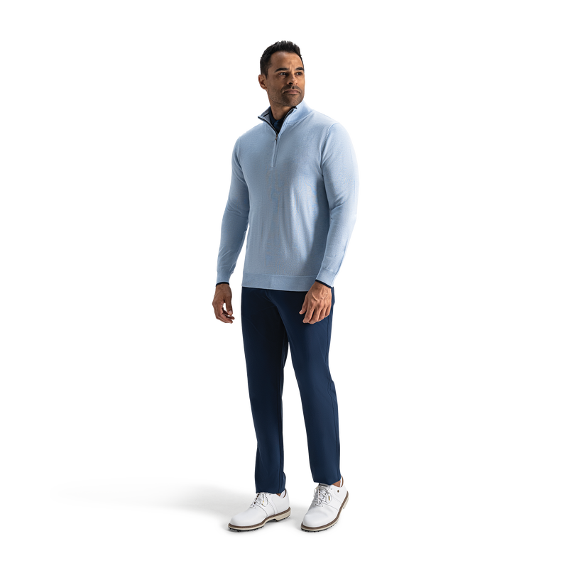 Half-Zip Sweater (Men's) - Heather Light Blue / Navy