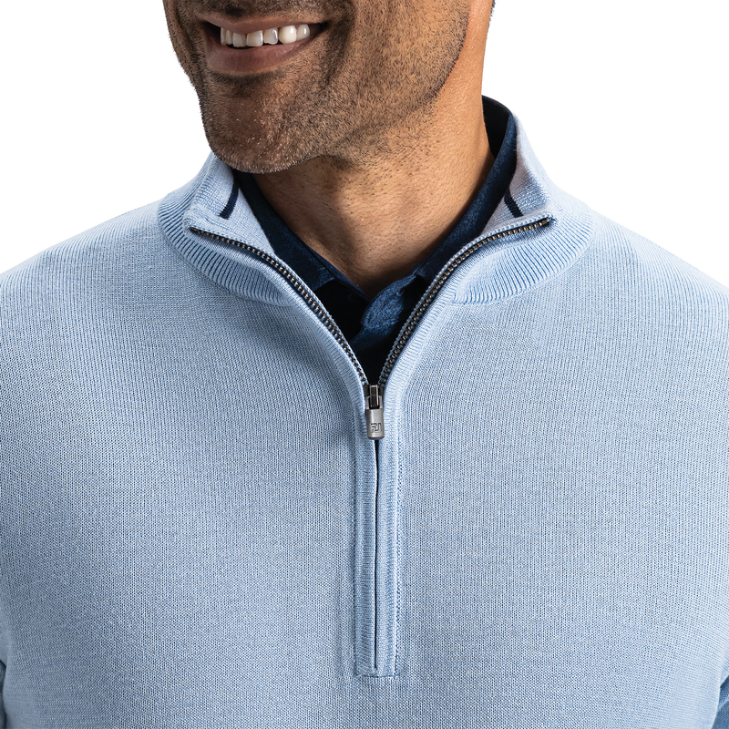Half-Zip Sweater (Men's) - Heather Light Blue / Navy