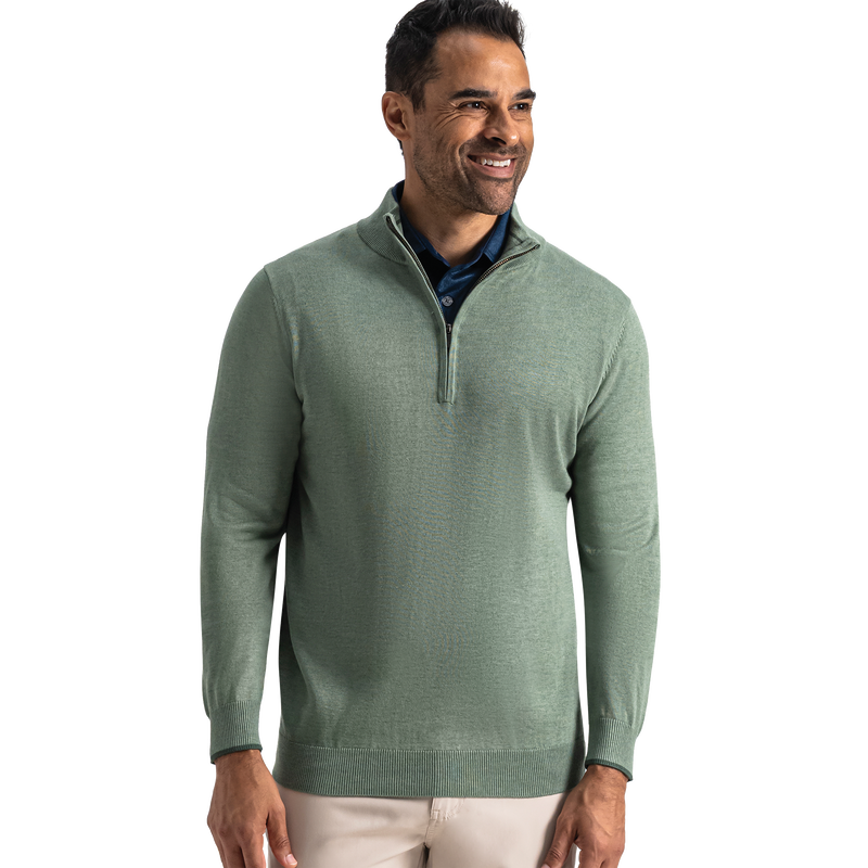 Half-Zip Sweater (Men's) - Heather Green / Tonal