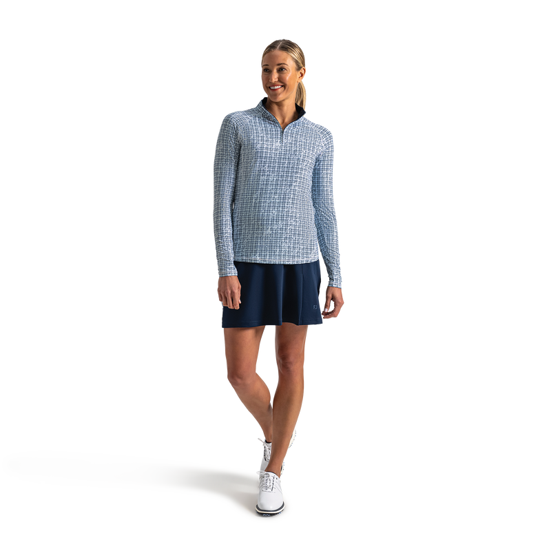 Quarter-Zip Long Sleeve Sun Protection Women - Navy Plaid