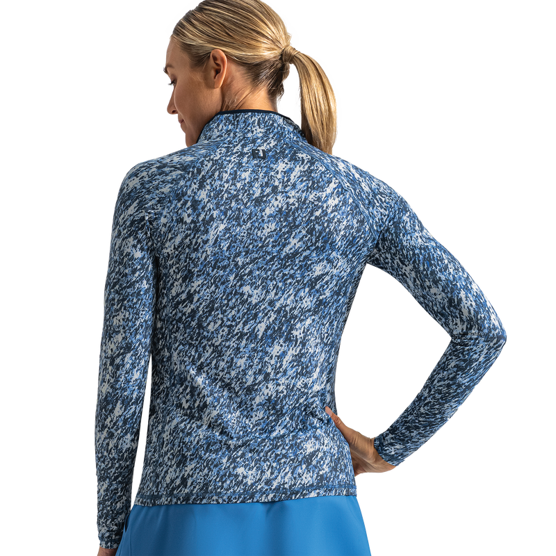 Quarter-Zip Long Sleeve Sun Protection Women - Navy Multi Splatter