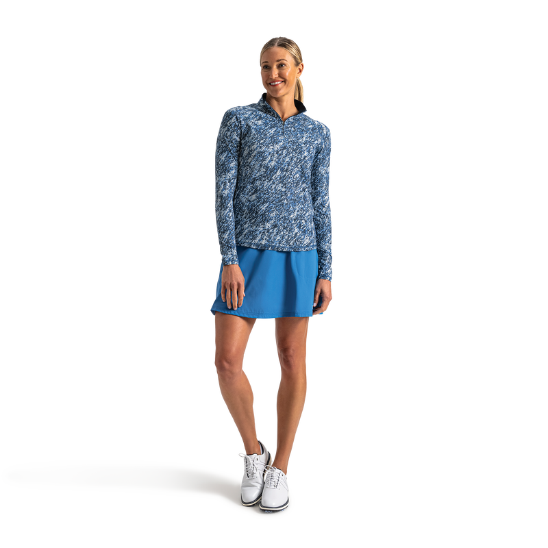 Quarter-Zip Long Sleeve Sun Protection Women - Navy Multi Splatter