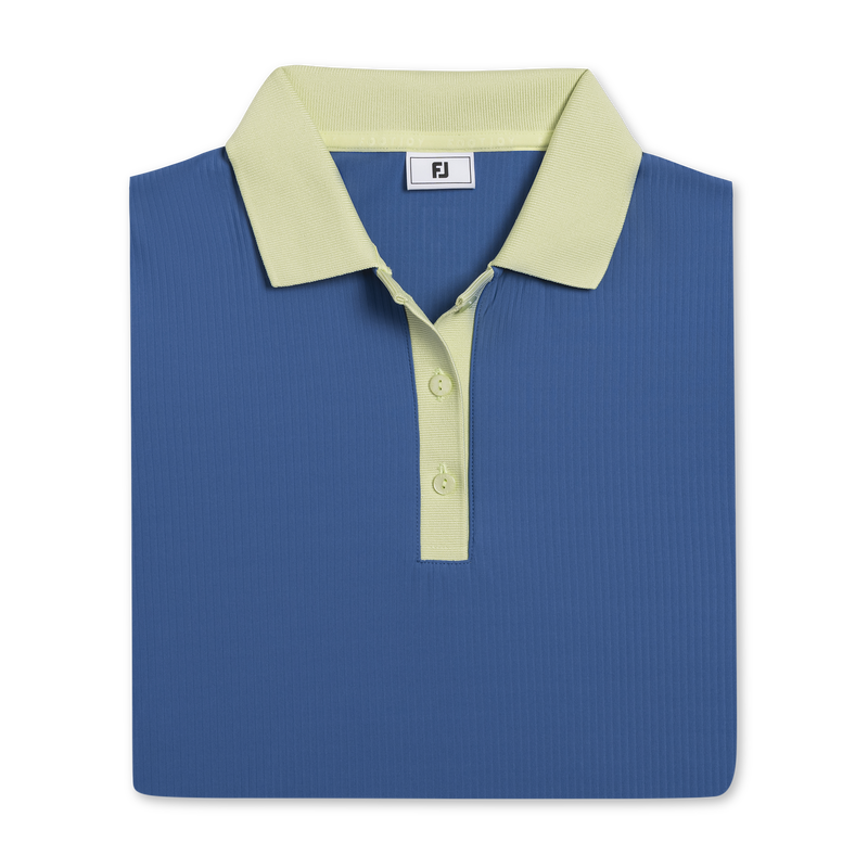 Rib Polo Women - Lagoon Blue / Soft Lime