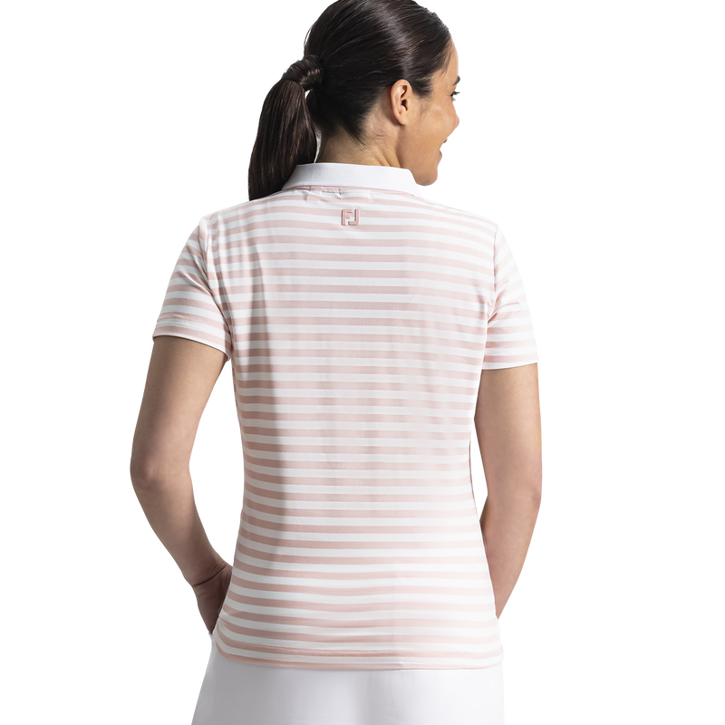 Stripe Polo Women - White / Chalk Pink