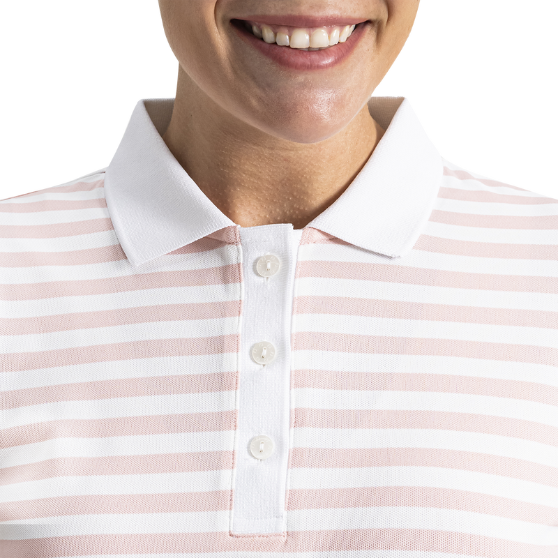 Stripe Polo Women - White / Chalk Pink