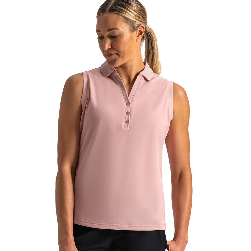 Sleeveless V-Neck Polo Women - Chalk Pink