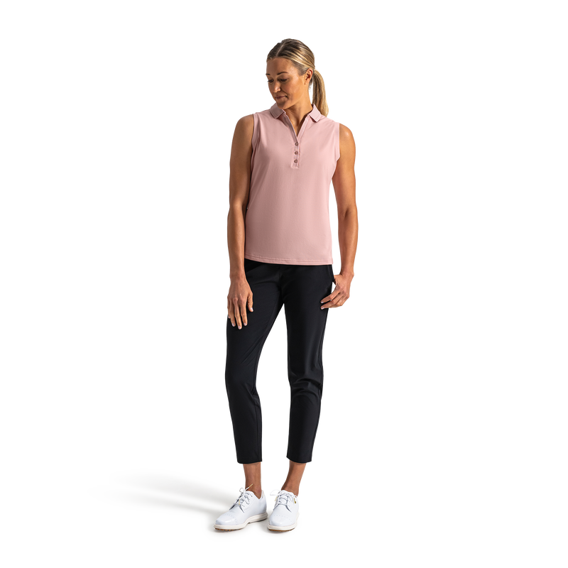 Sleeveless V-Neck Polo Women - Chalk Pink