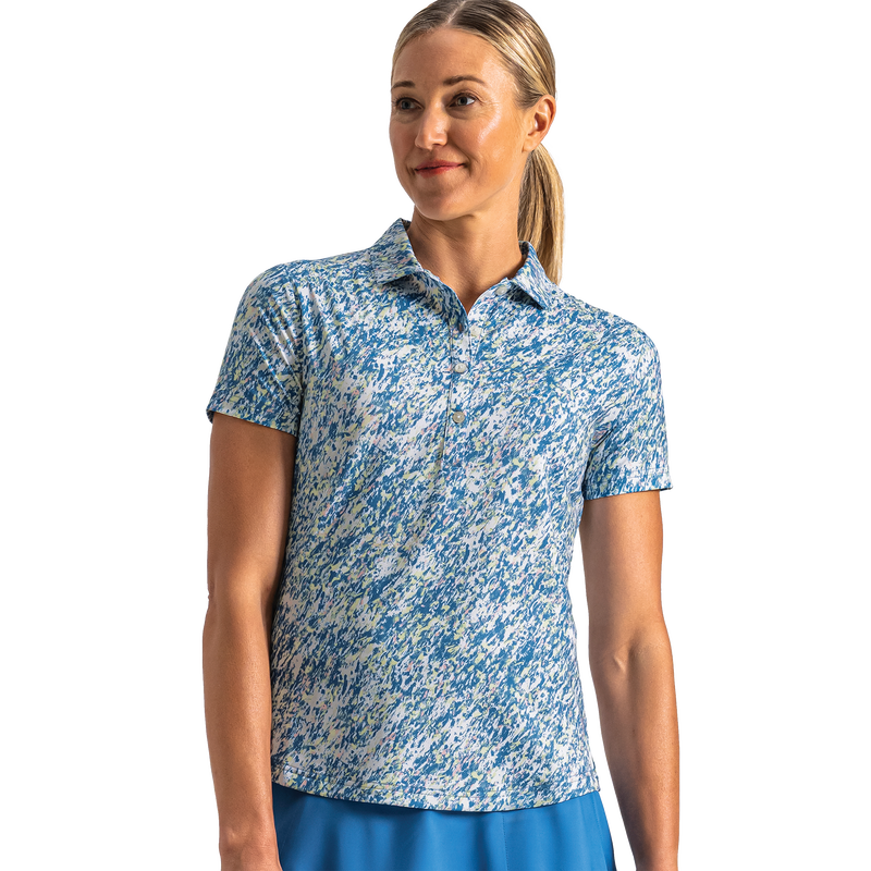Solid Lisle Self Collar Women (Women's) - Blue Multi Splatter