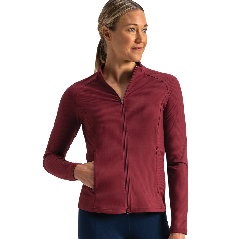 Rib Full-Zip Jacket Women - Cranberry