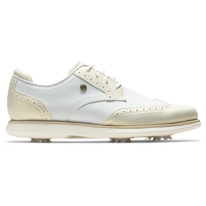 Traditions Wing Tip Women - White / Gold