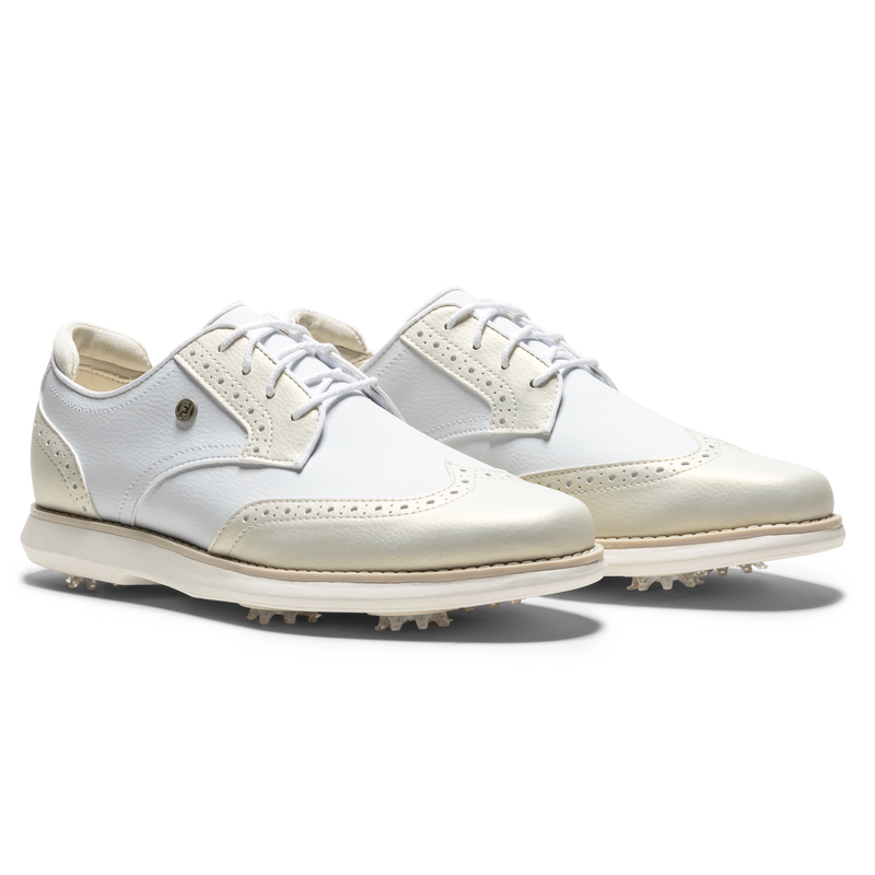 Traditions Wing Tip Women - White / Gold