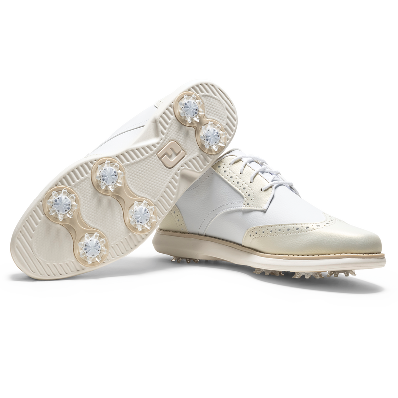 Traditions Wing Tip Women - White / Gold