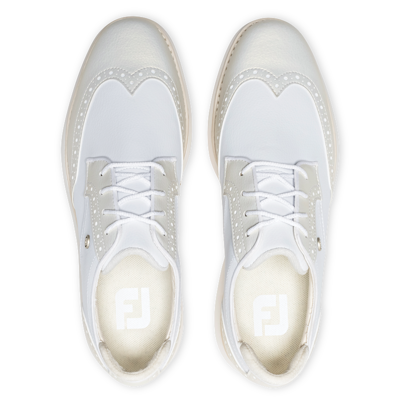 Traditions Wing Tip Women - White / Gold