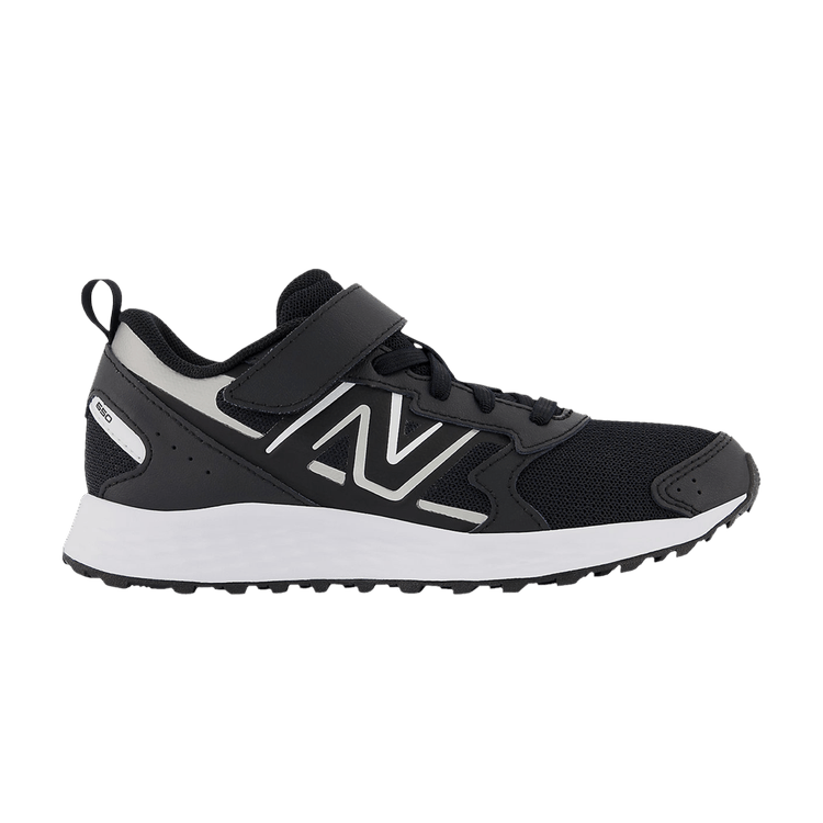 Fresh Foam 650 Bungee Lace Top Strap Big Kid Wide 'Black Metallic Silver'